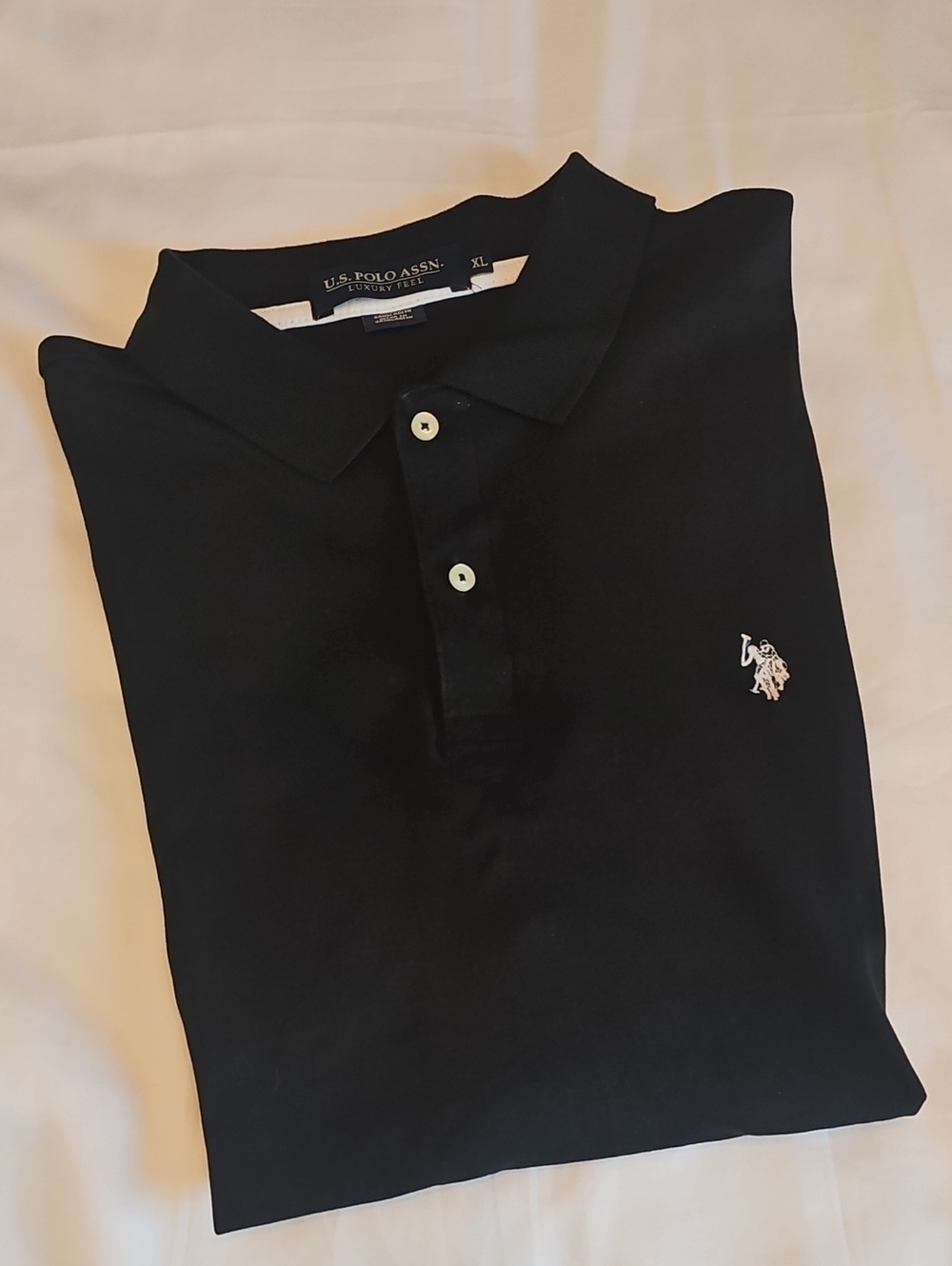 U.S. Polo Assn. Black Polo with White Logo Embroidery